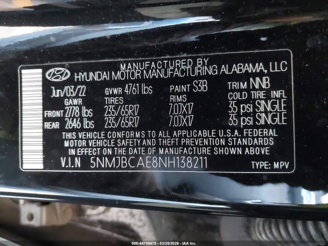 Hyundai TUCSON SEL 2022 5NMJBCAE8NH138211 Image 9
