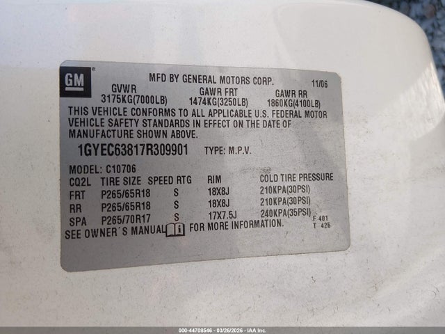 2007 CADILLAC ESCALADE 1GYEC63817R309901 Photo 8