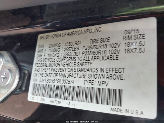 Продаж на аукціоні авто 2016 Acura Rdx Technology   Acurawatch Plus Packages/technology Package, vin: 5J8TB3H51GL007574, номер лоту: 44708548