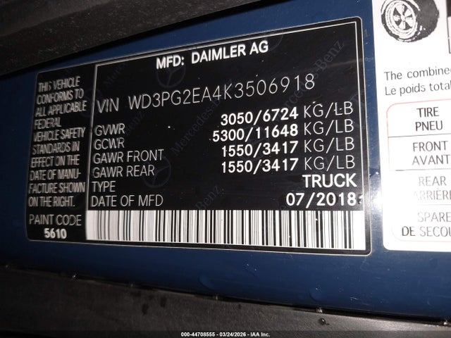 2019 MERCEDES-BENZ METRIS WD3PG2EA4K3506918 Photo 8