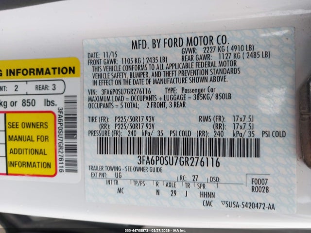 2016 FORD FUSION ENERGI 3FA6P0SU7GR276116 Photo 8