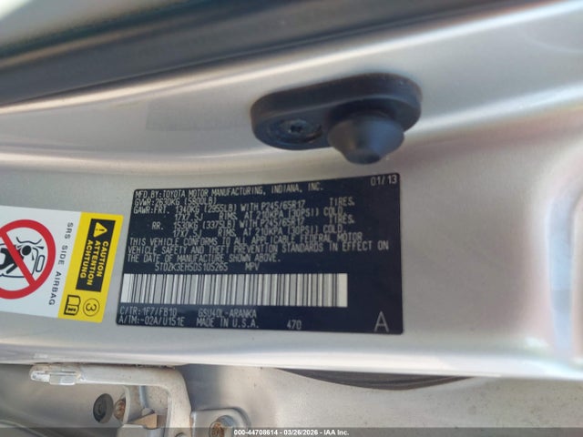 Продажа на аукционе авто 2013 Toyota Highlander Base V6, vin: 5TDZK3EH5DS105265, номер лота: 44708614