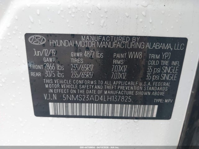 Hyundai Santa Fe Se 2020 5NMS23AD4LH137825 Image 9