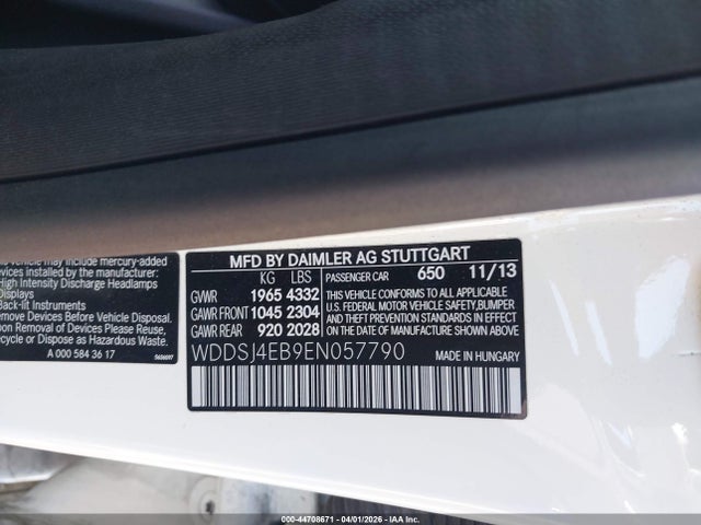 44708671 :رقم المزاد ، WDDSJ4EB9EN057790 vin ، 2014 Mercedes-benz Cla 250 مزاد بيع