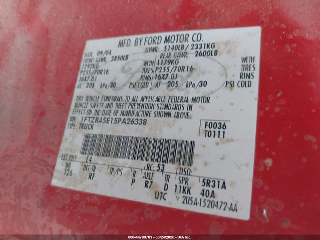 2005 FORD RANGER 1FTZR45E15PA26338 Photo 8