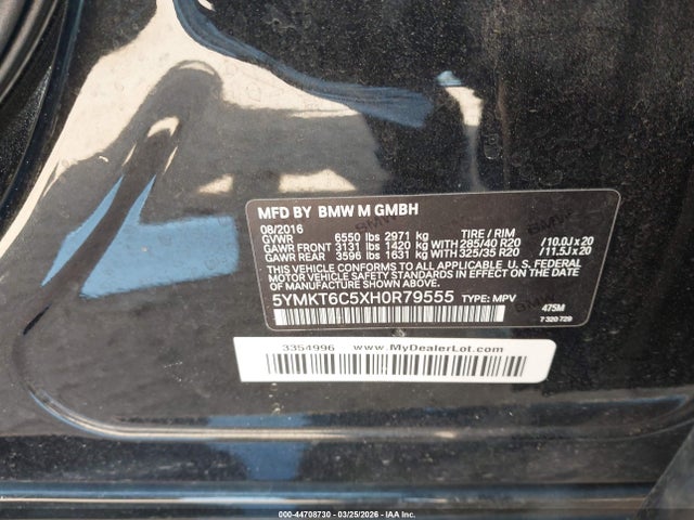 Продажа на аукционе авто 2017 Bmw X5 M, vin: 5YMKT6C5XH0R79555, номер лота: 44708730