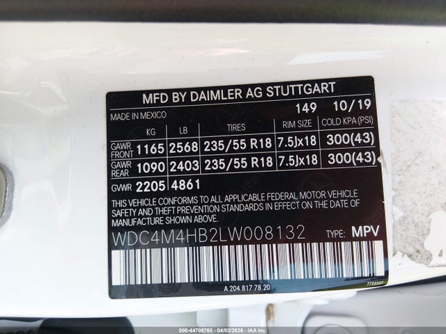 2020 MERCEDES-BENZ GLB 250 WDC4M4HB2LW008132 Photo 8