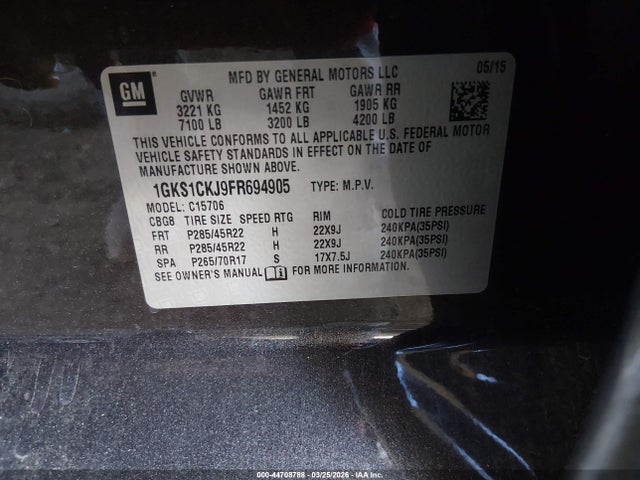 1GKS1CKJ9FR694905 GMC YUKON DENALI