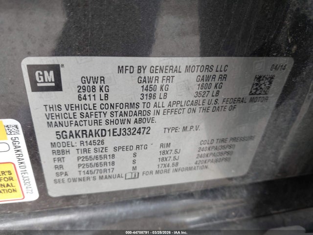 2014 BUICK ENCLAVE 5GAKRAKD1EJ332472 Photo 8