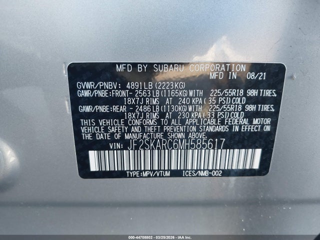 2021 SUBARU FORESTER JF2SKARC6MH585617 Photo 8