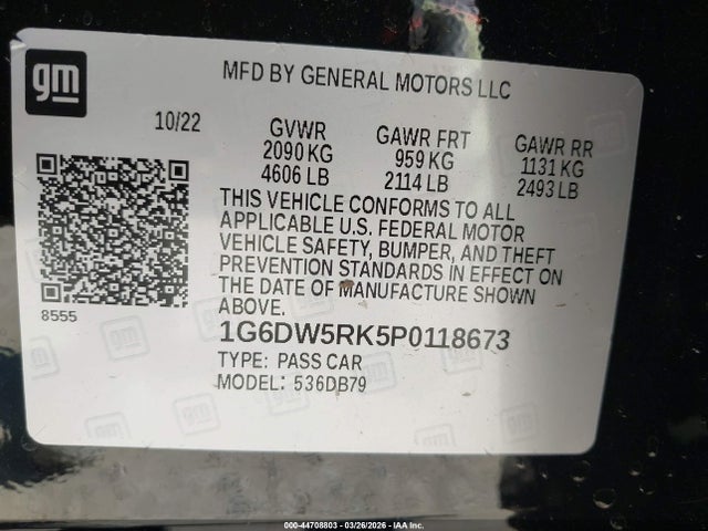 Продажа на аукционе авто 2023 Cadillac Ct5 Luxury, vin: 1G6DW5RK5P0118673, номер лота: 44708803