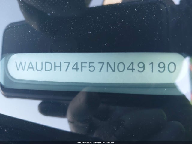 44708805 :رقم المزاد ، WAUDH74F57N049190 vin ، 2007 Audi A6 3.2 مزاد بيع
