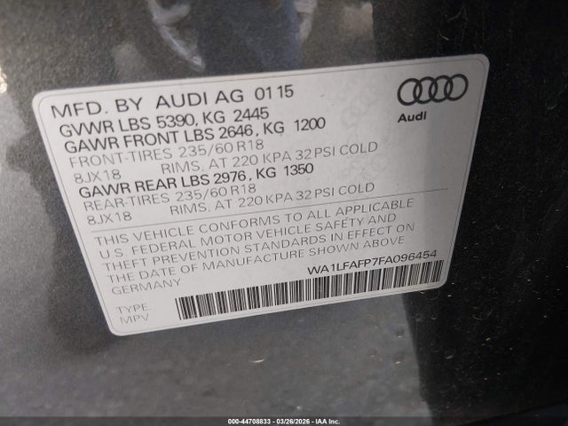 2015 AUDI Q5 WA1LFAFP7FA096454 Photo 8