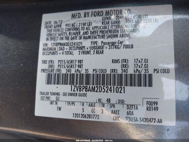 Продажа на аукционе авто 2013 Ford Mustang V6, vin: 1ZVBP8AM2D5241021, номер лота: 44708849