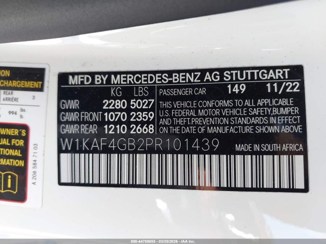 W1KAF4GB2PR101439 Mercedes-Benz C 300 Sedan