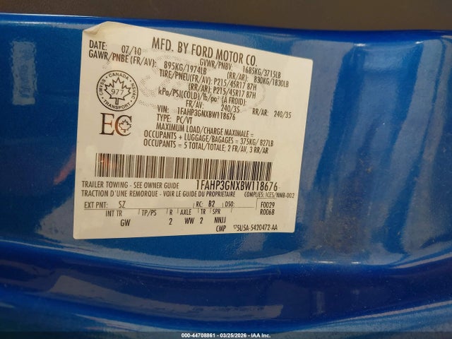 2011 FORD FOCUS 1FAHP3GNXBW118676 Photo 8