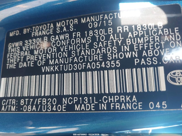 Toyota YARIS LE 2015 VNKKTUD30FA054355 Image 9
