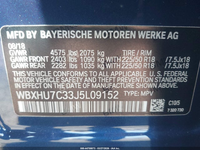 WBXHU7C33J5L09152 BMW X1 Sdrive28i