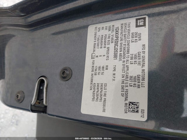 Aukcja sprzedaży 2012 Gmc Acadia Sle, vin: 1GKKVPED9CJ263881, numer aukcji: 44708882