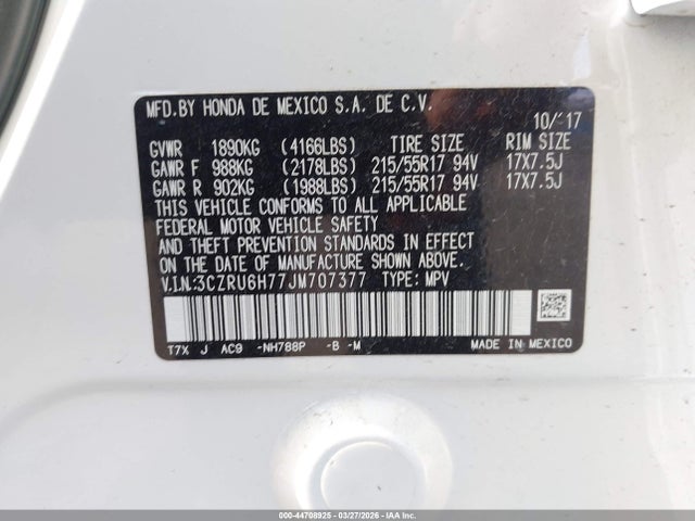 2018 HONDA HR-V 3CZRU6H77JM707377 Photo 8