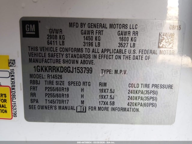 1GKKRRKD8GJ153799 GMC Acadia Slt-1