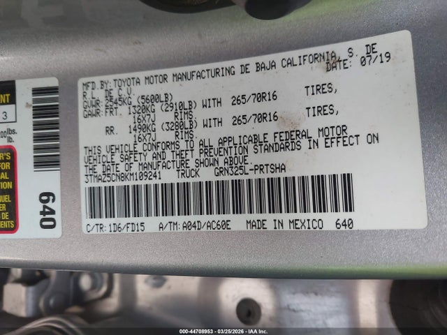 3TMAZ5CN8KM109241 Toyota Tacoma Trd Off Road