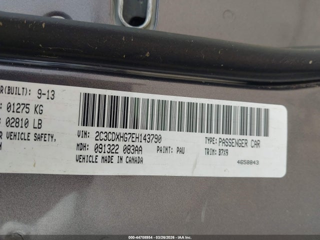 Auction sale of the 2014 Dodge Charger Sxt, vin: 2C3CDXHG7EH143790, lot number: 44708954