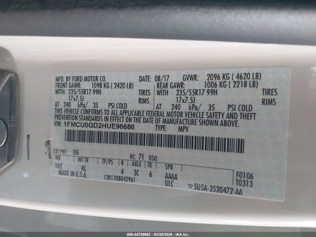 2017 FORD ESCAPE 1FMCU0GD2HUE96686 Photo 8