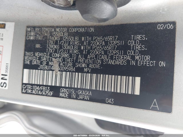 2006 TOYOTA 4RUNNER JTEBU14R260095984 Photo 8