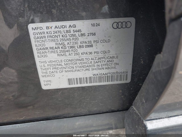 44708977 :رقم المزاد ، WA1EAAFY2S2025408 vin ، 2025 Audi Q5 Premium Plus 45 Tfsi S Line Quattro S Tronic مزاد بيع