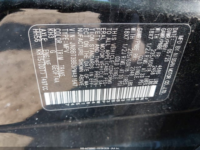 44708983 :رقم المزاد ، JN8BT3BB3PW481647 vin ، 2023 Nissan Rogue Sv Intelligent Awd مزاد بيع