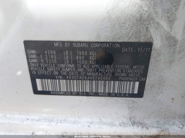 4S3GTAD64H3740462 Subaru Impreza Premium