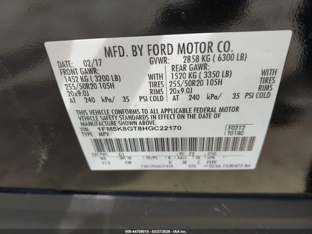 1FM5K8GT8HGC22170 Ford EXPLORER SPORT
