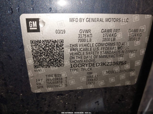 2019 CHEVROLET SILVERADO 1500 1GCRYDED3KZ306756 Photo 8