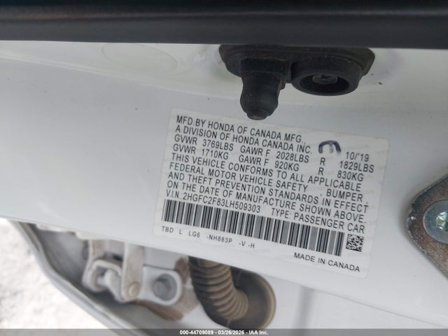 Продаж на аукціоні авто 2020 Honda Civic Sport, vin: 2HGFC2F83LH509303, номер лоту: 44709089