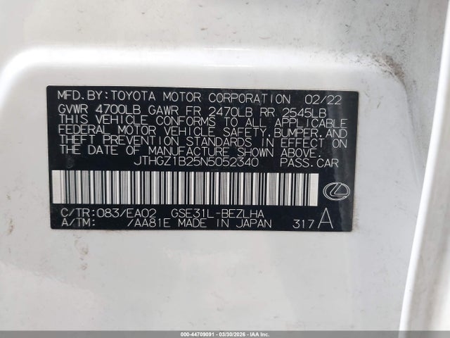 JTHGZ1B25N5052340 Lexus Is 350 F Sport