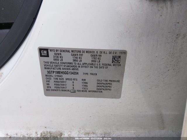 Aukcja sprzedaży 2016 Gmc Sierra 1500 Sle, vin: 3GTP1MEH5GG134204, numer aukcji: 44709096