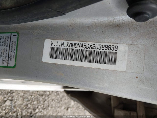 2002 Hyundai Elantra Gls მანქანა იყიდება აუქციონზე, vin: KMHDN45DX2U389839, აუქციონის ნომერი: 44709165