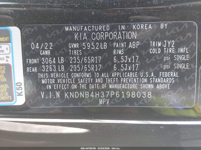 Продаж на аукціоні авто 2023 Kia Carnival Mpv Lx Seat Package, vin: KNDNB4H37P6198038, номер лоту: 44709169
