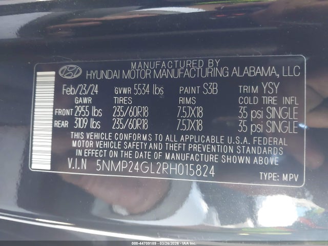 Hyundai Santa Fe Sel 2024 5NMP24GL2RH015824 Image 9