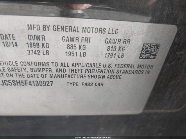 1G1JC5SH5F4130927 Chevrolet Sonic Lt Auto