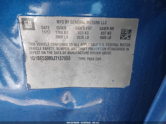 1G1BE5SM9J7137950 Chevrolet Cruze Lt Auto