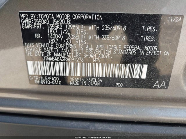 Aukcja sprzedaży 2024 Subaru Solterra Premium, vin: JTMABABA2RA091273, numer aukcji: 44709273