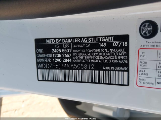 Продажа на аукционе авто 2019 Mercedes-benz E 450 4matic, vin: WDDZF6JB4KA505812, номер лота: 44709286