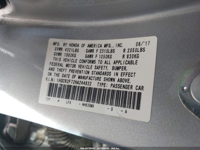 1HGCR2F72HA244632 Honda ACCORD EX
