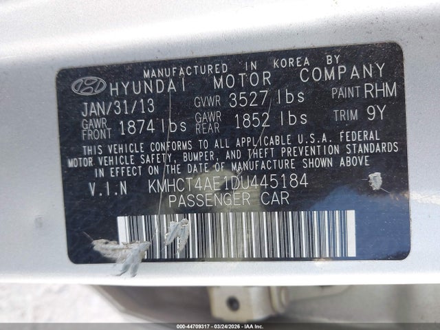 2013 HYUNDAI ACCENT KMHCT4AE1DU445184 Photo 8