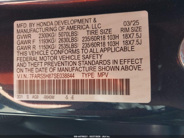 7FARS5H87SE038844 Honda Cr-v Hybrid Sport-l