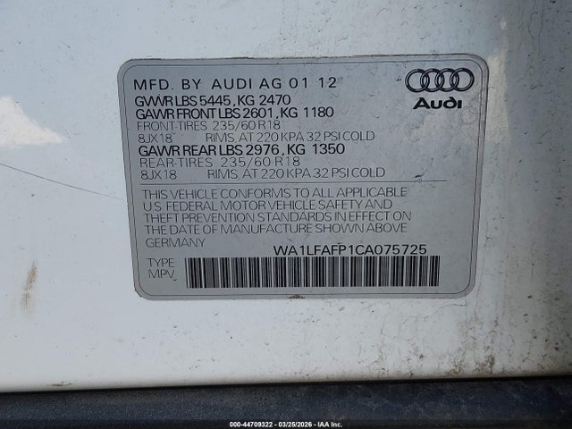 2012 AUDI Q5 WA1LFAFP1CA075725 Photo 8