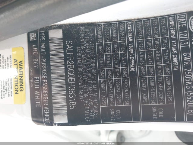 SALFR2BG0EH383185 Land Rover LR2