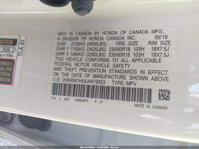 2018 HONDA CR-V 2HKRW1H54JH519553 Photo 8